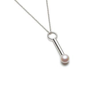 BETH. Solid sterling silver necklace with natural freshwater pearl or jade spher